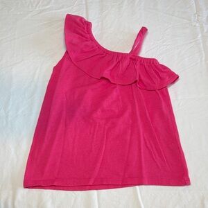Girls One-Shoulder Ruffle Tank Top - Hot Pink